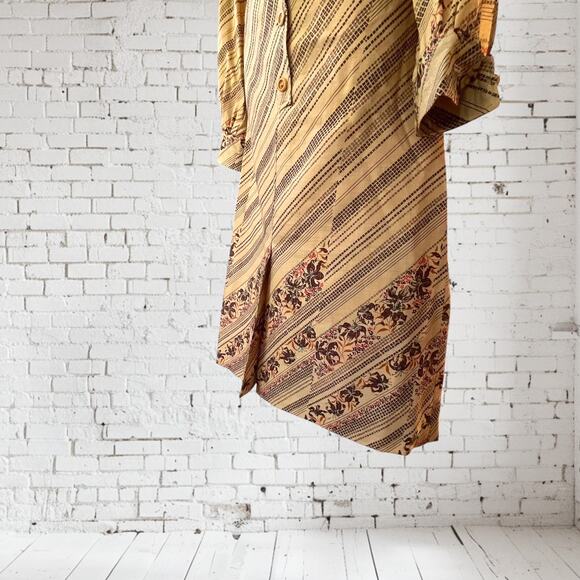 True Vtg. Handmade 70s Dress Long Sleeve Breast Pockets Fall Academia Size 14 - Picture 9 of 12